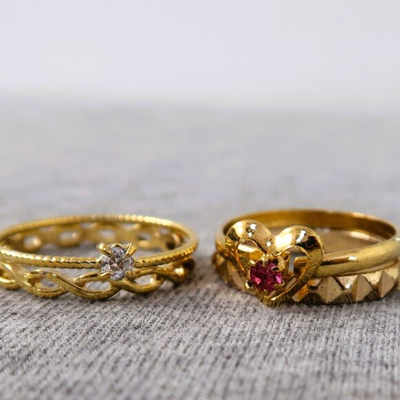 Jewelry - Woman or Teen Back to School Rings Set of Four Costume Jewelry Gold Tone Value 4